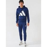adidas Men/'s BIG LOGO FRENCH TERRY HOODED TRACKSUITS, dark blue, L