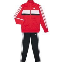 adidas Unisex Kids SEASONAL ESSENTIALS TIBERIO 3 STRIPES TRICOT TRACKSUIT, Pure Ruby/White, 11-12 Years