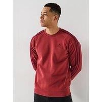 Adidas Originals Mens 3-Stripe Crew Sweat - Red