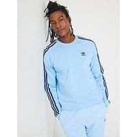 Adidas Originals Men'S Adicolor 3-Stripe Crew Sweat - Clear Sky