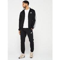adidas Men/'s SPORTSWEAR BASIC 3 STRIPES FLEECE TRACKSUIT, Black, S