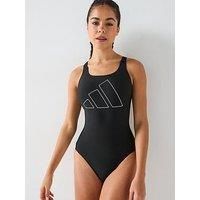 Adidas Womens Big Bar Logo Swimsuit - Black