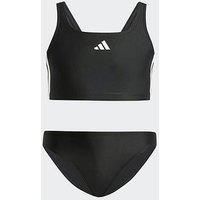 adidas Girl/'s 3-Stripes V-Back Bikini, Black/White, 7-8 Years