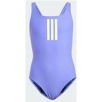 adidas Girl/'s 3-Stripes Swimsuit Kids, Cobalt Blue/White, 5-6 Years