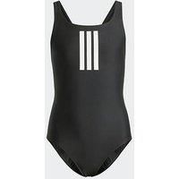 adidas Girl/'s 3-Stripes Swimsuit Kids, Black/White, 5-6 Years