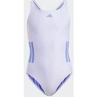 Adidas Junior Girls 3 Stripe Swimsuit - Purple