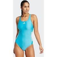 Adidas Womens 3 Stripe Swimsuit - Blue