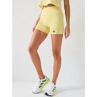 Adidas Womens Training Optime 3 Stripe 4 Inch Bike Shorts - Powder Yellow