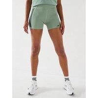 Adidas Womens Training Optime 3 Stripe 4 Inch Bike Shorts - Silver Green