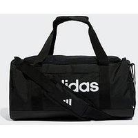 adidas Unisex Essentials Linear Duffel Bag, Black/Black/White, S