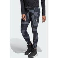 adidas Women/'s Terrex Multi Printed Tights, Carbon/Black/Black/Black, 18