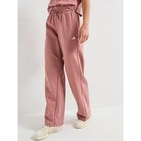 adidas Women/'s Essentials Small Logo Feel Cozy Open Hem Pants, Warm Clay/White, XS