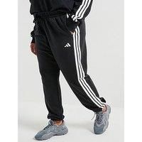 adidas Female Essentials 3-Stripes French Terry Cuffed Pants (Plus Size) 3XL (Plus Size) Black/White