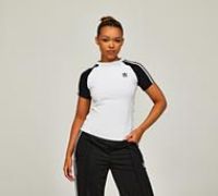 adidas Originals Womens Adicolor 3-Stripes Raglan Slim Fit T-Shirt - White - Size M