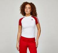 adidas Originals Womens Adicolor 3-Stripes Raglan Slim Fit T-Shirt - White - Size S