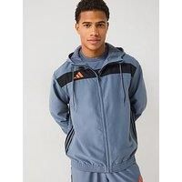 Adidas Mens Tiro Essentials Woven Hoody - Grey/Orange