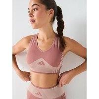 adidas Aeroknit Training Light Support Bra, Recycled Nylon, Pink