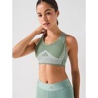 adidas Aeroknit Training Light Support Bra, Recycled Nylon, Green