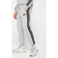 adidas Men/'s Essential Three Stripes Fleece Pant, Medium Grey Heather/Black, S