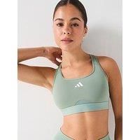 adidas Women/'s PowerReact Training Bra, Silver Green/White, S
