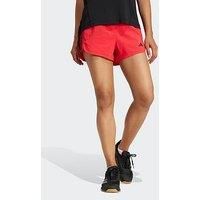adidas Women/'s Pacer Training 3-Stripes Woven High-Rise Shorts, Pure Ruby/White, M 5 inch