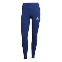 adidas Women/'s ESSENTIALS 3-STRIPES COTTON LEGGINGS, Dark Blue/White, M
