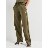 adidas Women/'s Essentials Small Logo Feel Cozy Open Hem Pants, Olive strata/White, XXL