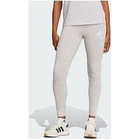 adidas Women/'s ESSENTIALS 3-STRIPES COTTON LEGGINGS, Light Grey Heather/White, XS