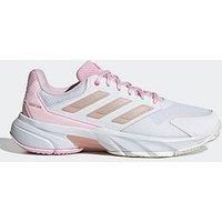 adidas Women/'s Courtjam Control 3 Tennis Shoes, Cloud White/Silver Metallic/Lucid Pink, 5 UK