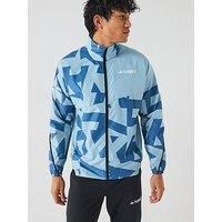 Adidas Terrex Men'S Mountain Print Wind Jacket - Magic Grey/Wonder Steel