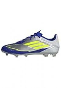 adidas Unisex F50 League Football Boots FG/MG, Silver Metallic/Solar Yellow/Lucid Blue, 11 UK