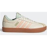 adidas Women/'s VL Court 3.0 Shoes, Wonder White/Powder Coral/Linen Green, 3.5 UK