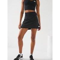 adidas Women/'s Train Essentials 3-Stripes Workout Skort, Black/White, M