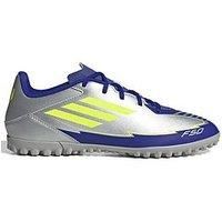 adidas Unisex F50 Club Football Boots Turf, Silver met./Solar Yellow/Lucid Blue, 8 UK