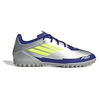 adidas Unisex F50 Club Football Boots Turf, Silver met./Solar Yellow/Lucid Blue, 11 UK