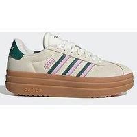 adidas Women/'s VL Court Bold Shoes, White/Collegiate Green/Bliss Lilac, 5 UK