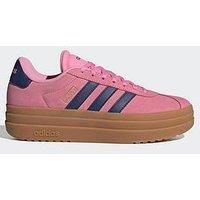 adidas Women/'s VL Court Bold Shoes, Bliss Pink/Dark Blue/Gold Metallic, 4 UK