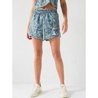Adidas Womens Train Essentials Printed Shorts - Green