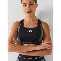 Adidas Womens Training Tech Fit Colourblock Mid Support Bra - Black