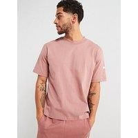 adidas Men/'s Essentials Lose FIT Three BAR TEE, Warm Clay/White, L