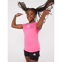Adidas Junior Girls Train Essentials 3 Stripe T-Shirt - Pink