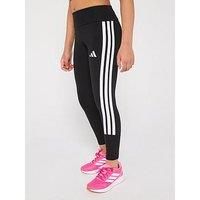 adidas Girl/'s TRAIN ESSENTIALS 3-STRIPES LEGGINGS, Black/White, 9-10 Years