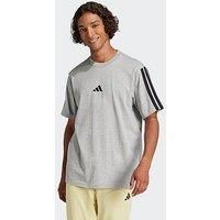 Adidas Sportswear Mens Essentials 3-Stripe Single Jersey T-Shirt - Grey