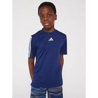 Adidas Junior Boys Train Essentials 3 Stripe T-Shirt - Navy