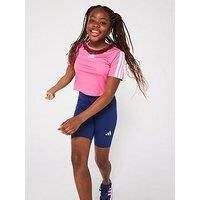 Adidas Junior Girls Train Essentials 3 Stripe Set - Pink