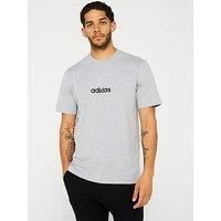 adidas Men/'s Essentials Linear Single Jersey TEE, Medium Grey Heather/Black, XXL
