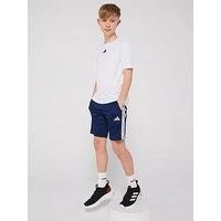 adidas Unisex Kids TRAIN ESSENTIALS 3-STRIPES T-SHIRT SET, white/dark blue, 9-10 Years