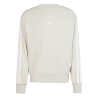 adidas Men/'s ESSENTIAL THREE STRIPES FRENCH TERRY SWEATSHIRT, Wonder Alumina/White, XL