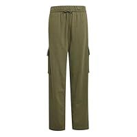 adidas Girl/'s Essentials Cargo Pants, Olive Strata/Black, 7-8 Years
