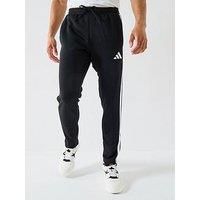 adidas Men/'s Essentials Three Stripes Fleece Pant Open Hem, Black/White, XL